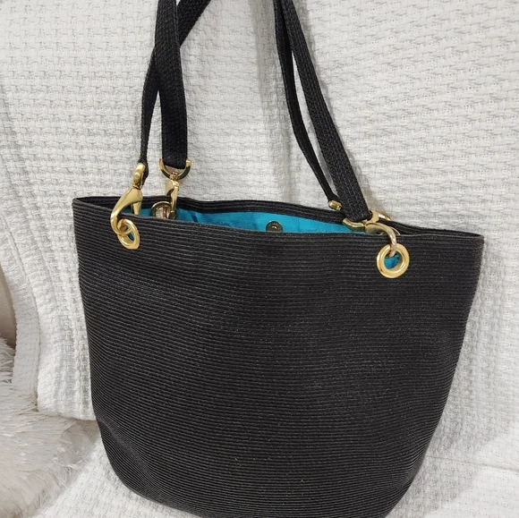 ERIC JAVITS TOTE BAG. RAFFIA BAG, STRAW BAG EUC - Picture 5 of 12